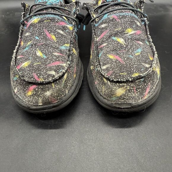 Hey Dude Mens Wally TRI 112504702 Black Printed Slip-On Loafer Shoes Size 12 - Picture 4 of 8